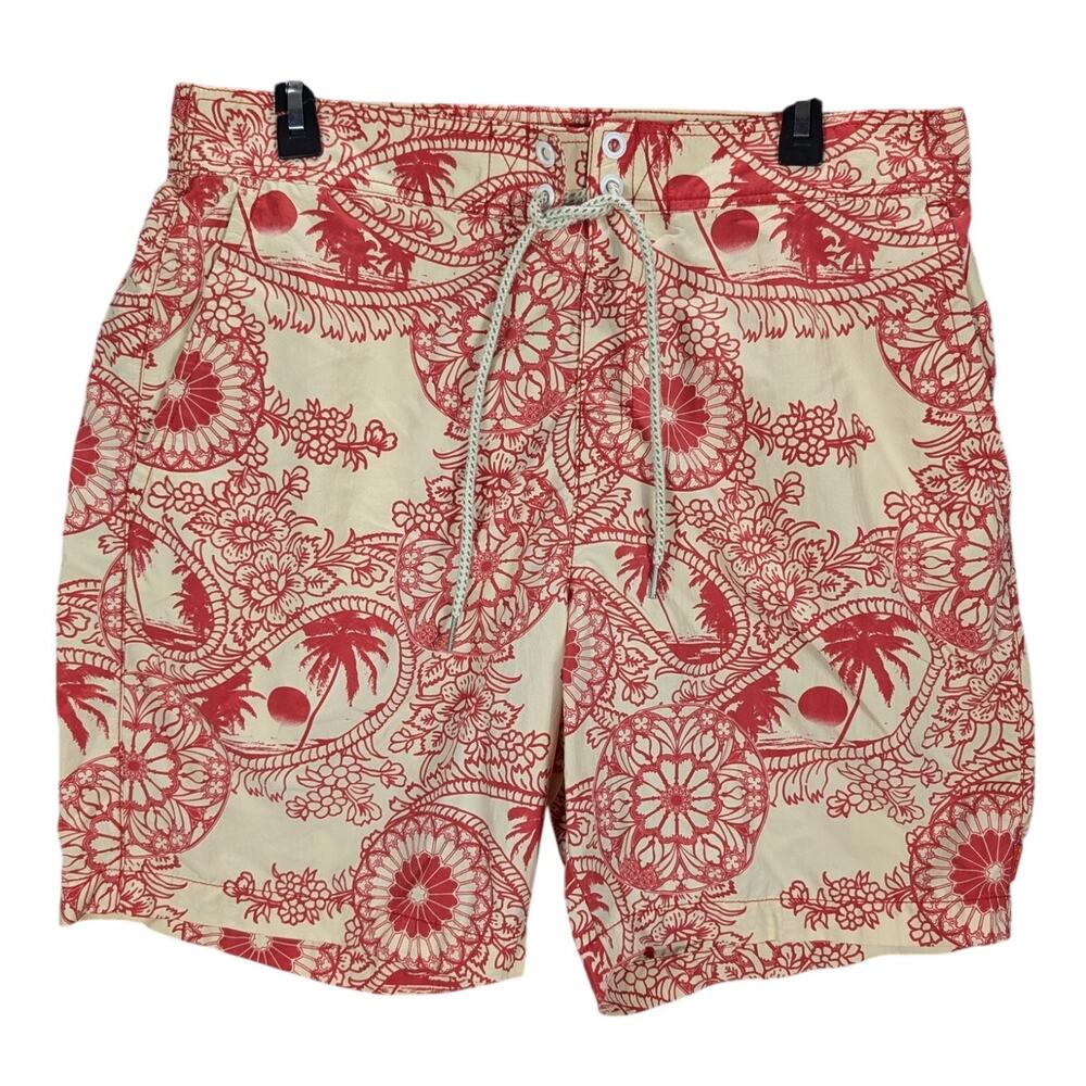 Tommy Bahama Swim Trunks Mens Large Board Shorts Red Off White Coastal Beachy